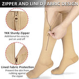 Ailaka Zipper Compression Socks Medical, 15-20 mmHg Knee High Compression Socks for Men Women, Close Toe Support Socks for Varicose Veins, Edema, Recovery, Pregnant, Nurse
