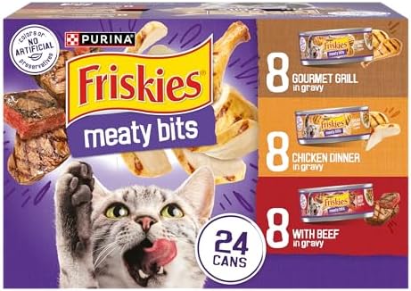 Purina Friskies Gravy Wet Cat Food Variety Pack, Meaty Bits - (Pack of 24) 5.5 oz. Cans