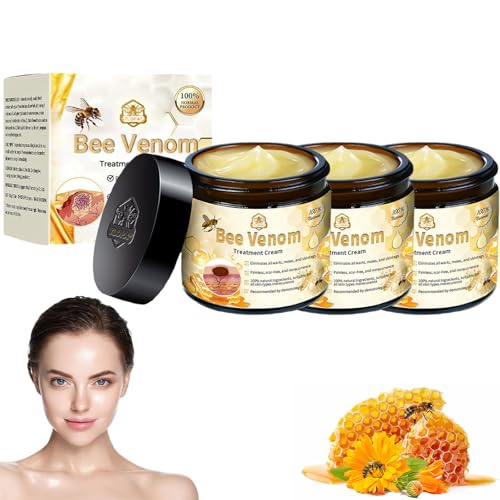 Bee Venom Skin Treatment Cream, Powerful All-Body Skin Treatment Cream, Bee Venom Skin Therapy Cream, Natural Bee Venom Cream for All Skin Types (3 Bottle)