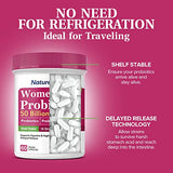 NatureMyst Women’s Probiotics, 50 Billion CFU, 18 Strains for Women, Plus Prebiotic & Cranberry, Support Digestive, Vaginal & Urinary Health, Shelf Stable, 60 Delayed Release Vegan Caps