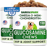 Glucosamine Chondroitin Dog Hip & Joint Supplement - Joint Pain Relief - Hip & Joint Chews for Dogs - Joint Support Large Breed - Senior Doggie Vitamin Pills Joint Health - (240 Treats - Chicken)