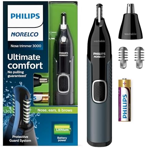 Philips Norelco Nose Trimmer 3000, for Nose, Ears and Eyebrows, Black, NT3600/42