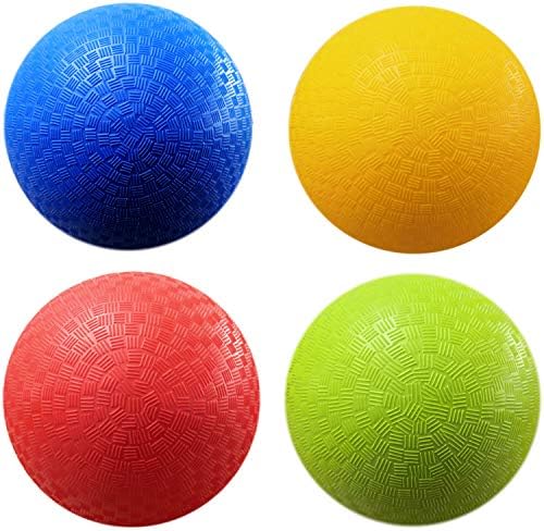 AppleRound 8.5-inch Dodgeball Playground Balls, Pack of 4 Balls with 1 Pump, Official Size for Dodge Ball, Handball, Camps and Schools