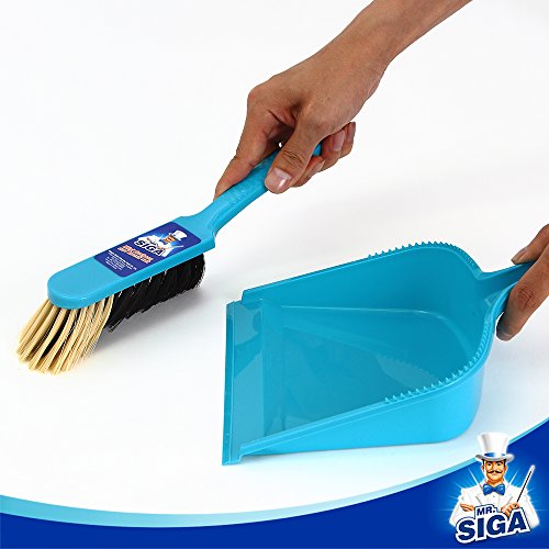 MR. SIGA Dustpan and Brush Set, Pack of 2 Set, Blue & Grey