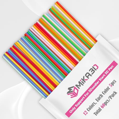 12 Bright Colors 2.5mm PCL Filament Refill, Low Print Temperature Filament, Each Color 15cm x 5pc, Total 60pcs 900cm PCL Filament by MIKA3D