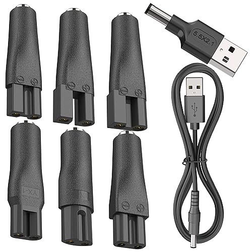 8 PCS Power Cord 5V Replacement Charger USB adapter Set Compatible with Various Types of Electric Hair Clippers,Beard trimmers,Shavers, Beauty Instruments,Electric hairdressers,Desk Lamps,Purifiers