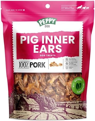 All Natural Pig Ear Slices Dog Treats (7Ooz) | Protein-Packed | No Preservatives | Promotes Dental Health | Hypoallergenic | Reduces Plaque and Tartar | Perfect Chewiness (70 oz (Pack of 1))