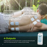 AUVON 4 Outputs TENS Unit EMS Muscle Stimulator Machine for Pain Relief Therapy with 24 Modes Electric Pulse Massager, 2" and 2"x4" Electrodes Pads (White)