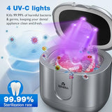 Widitn Ultrasonic Retainer Cleaner, 200ML Retainer Cleaner Machine with U-V Light & 4 Digital Timer & Drying, 46kHz Ultra Sonic Cleaner Pod for Dentures, Retainer, Mouth Guard, Aligner, Jewelry, Ring