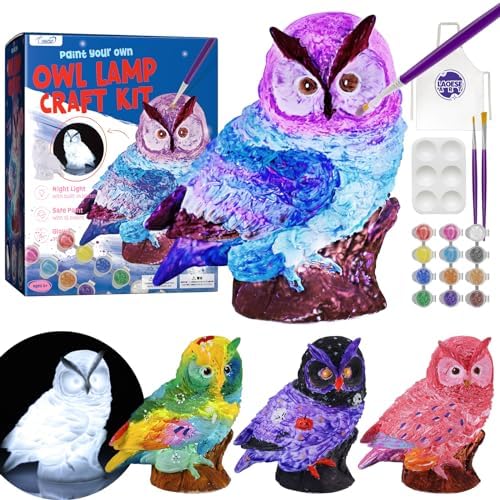 Paint Your Own Owl Lamp Kit, Art Supplies Arts & Crafts Kit, Painting kit for Kids 6-12, Arts and Crafts for Kids Ages 8-12, Toys Girls Boy Birthday Gift Ages 3 4 5 6 7 8 9 10 11 12+