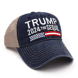 NDLBS Trump 2024 The Sequel Hat Campaign Rally Embroidered US Trump 2024 MAGA Hat Adjustable Baseball Trucker Cap