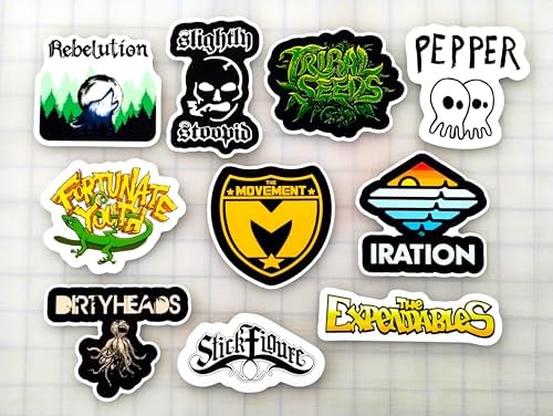 Modern Reggae Sticker Pack (10 Stickers) Set 1 Slightly Tribal Fortunate The Dirty Stick Stoopid Seeds Youth Movement Heads Figure ska Stoner Weed
