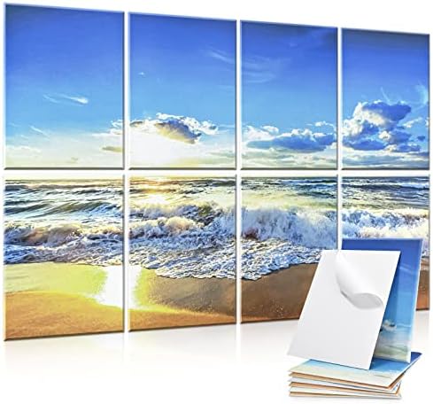 Tutmyrea Art Acoustic Panels, 48" x 32" Self-adhesive Sound Proofing Padding 8 Pack Acoustical Soundproof Wall Panels, Decorative Sound Absorbing Panels for Home Office (Beach Sunset)