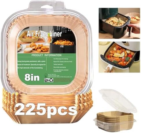 Air Fryer Liners Disposable for Paris Hilton Large 6-Quart Air Fryer, Paris Hilton Air Fryer Accessories, 225PCS 8 Inch Non Stick Paper Liners, Parchment Paper Liners for 6QT Ninja, Gourmia