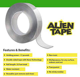 ALIEN TAPE Double Sided Tape Heavy Duty, Nano Tape, Double Sided Mounting Tape, Heavy Duty Double Sided Tape for Walls, Wall Tape, Clear Adhesive Tape for Poster Photo Wall Décor As Seen on TV 30 Feet