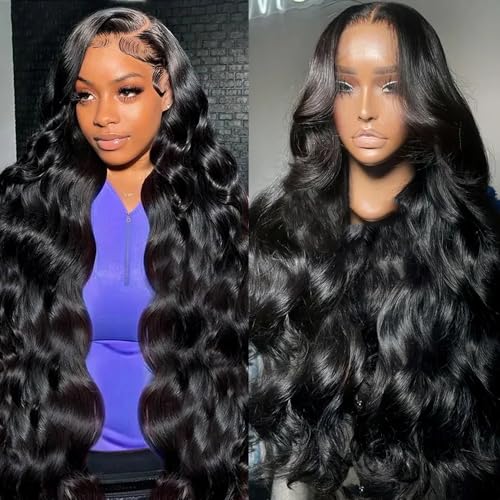 Body Wave Frontal Wigs Human Hair for Women 13x4 HD Lace Front Wigs Human Hair Pre Plucked Body Wave Glueless Wigs Human Hair 180% Density 32 Inch