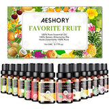 Fruity Essential Oils Set - TOP 14 Fragrance Oil for Diffusers, Candle Making Includes Strawberry, Apple, Pineapple, Cucumber Melon, Cherry, Mango, Lemon, and Orange Scented Aromatherapy Oils (5ml)