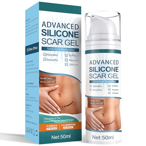 Advanced Scar Cream, Silicone Scar Gel, Treats Old and New Scars, Reduces the Appearance of Scars from, Body, Face, Stretch Marks, Surgical Scar, Keloids, Acne, Burns and More, 1.7 oz