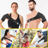 Suptrust Recovery Shoulder Brace for Men and Women, Shoulder Stability Support Brace, Adjustable Fit Sleeve Wrap, Relief for Shoulder Injuries and Tendonitis, One Size Regular, Dark Black