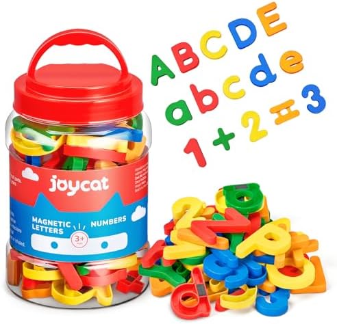 78 Pieces Magnetic Letters Numbers Alphabet Fridge Magnets ABC 123 Preschool Educational Learning Plastic Colorful Toy Set Uppercase Lowercase Math Symbols for Toddlers Kids