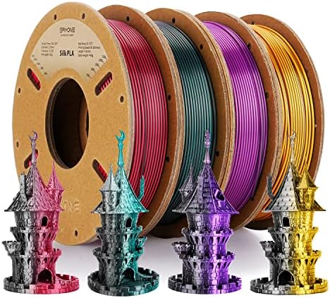 ERYONE Silk Dual Color Filament Bundle, PLA 3D Printer 1.75mm +/- 0.03mm, Silk Coextrusion PLA Filament 250gX4 Spools, Black&Green, Black&Rose, Black&Purple, Black&Gold