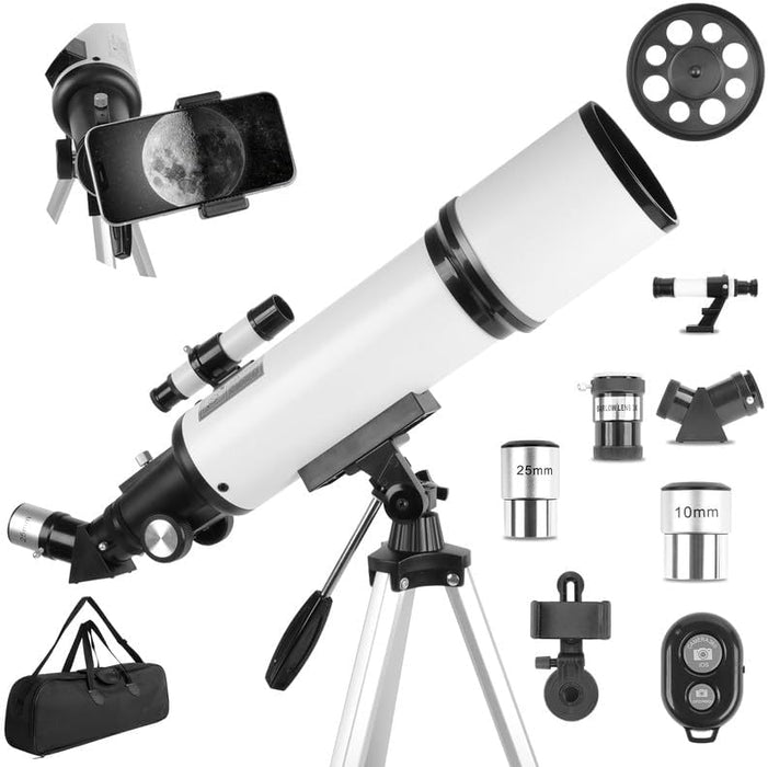 80mm Aperture 600mm AZ Mount Telescope for Adults and Young People,Magic Adventures Telescope,Portable Professional Refractor Telescope for Astronomy