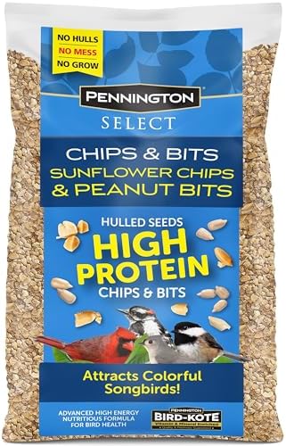 Pennington Select Chips & Bits Wild Bird Seed for Outside Feeders, High-Protein, No-Hull & No-Waste, Sunflower Chips & Peanut Bits Attract Songbirds,15-lb. Bag