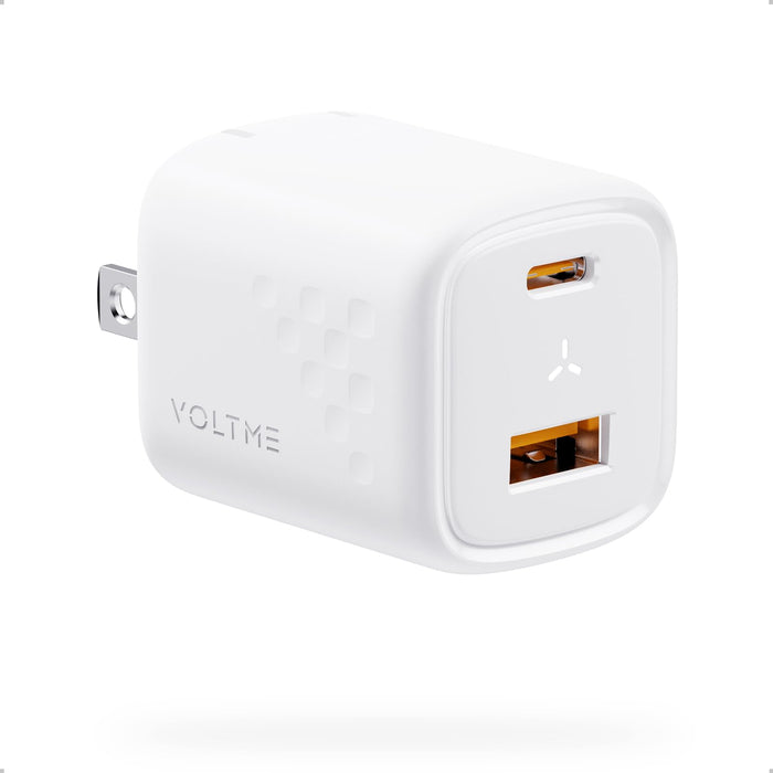 VOLTME USB C Charger, 30W GaN III USB Wall Charger, 2 Port Compact Charger Block with Foldable Plug for iPhone 14 13 12 11 Pro Max Mini, Galaxy, Note, iPad Pro, Pixel