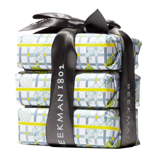 Beekman 1802 Goat Milk Body Soap Bar 3-Piece Set - 3.5 oz - Nourishes, Moisturizes & Hydrates - 100% Vegetable Soap with Lactic Acid - Good for Sensitive Skin - Cruelty Free - Packaging May Vary