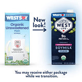 West Life Organic Soy Milk, Unsweetened Plain, Low Sugar, 9g of Protein, Vegan Dairy Alternative, Lactose-Free, Shelf Stable, 32oz (Pack of 6)