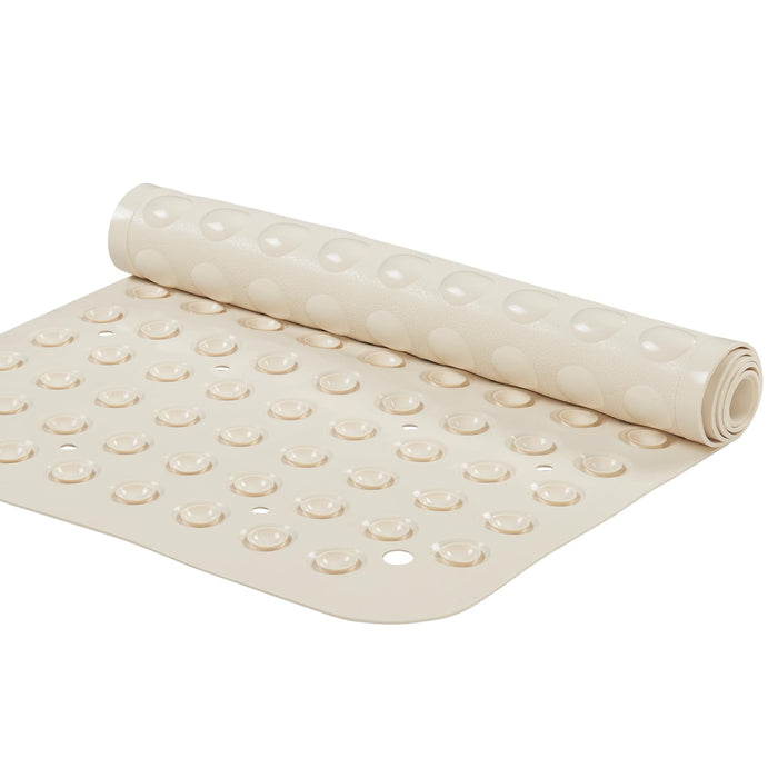 YANZIFLY Bathtub Mat for Shower: Soft Silicone 16X40 Inch Bath Mat Non Slip with Suction Cups Tub Mat for Bathroom for Kids Elderly Extra Large Shower matt Machine Washable - Beige