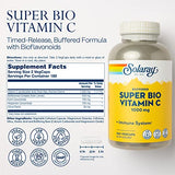 SOLARAY Super Bio Buffered Vitamin C 1000mg, Two-Stage, Timed Release Vitamin C with Bioflavonoids, Immune Support Supplement - High Absorption, Vegan, 60 Day Guarantee, 180 Servings, 360 VegCaps 180