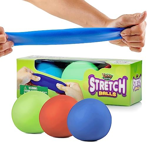 YoYa Toys Pull, Stretch and Squeeze Stress Balls - 3 Balls, Elastic Sensory Balls for Stress and Anxiety Relief, Autism and Special Needs Toys, Calming Fidgets for Kids and Adults, Ideal for Classroom