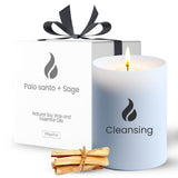 Natur IX Candles for Home - Sage & Palo Santo Candle - Non-Toxic Candle - 50 H Long Lasting - Soy Candles with Essential Oils - Sage Candles for Cleansing House Negative Energy, Gift Box, 8.3oz