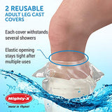 Mighty-X 100% Waterproof Cast Covers for Shower Leg -【Watertight Seal】- Reusable 2pk Half Leg Cast Cover for Showering - Cast Protector for Shower Leg Adult Knee, Ankle, Foot