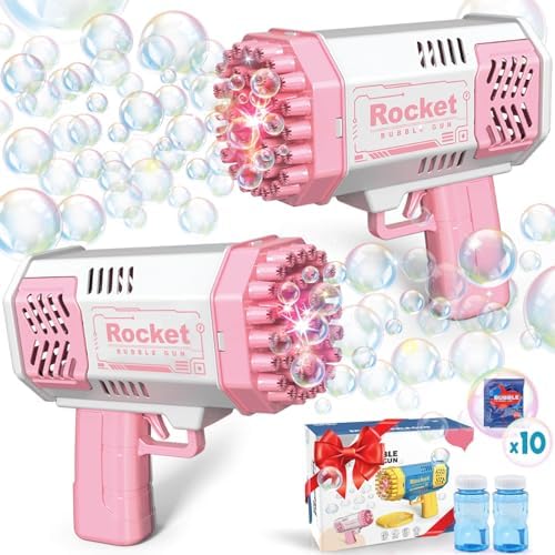Toys for 3-8 Year Old Boys Girls: 2 Pack Bubble Machine for Kids with Bubble Solution, Gifts for 3 4 5 6 7 8 Years Old Boy Birthday Toy for Kid Toddlers Ages 4-6 Outdoor Wedding Bubbles Wands