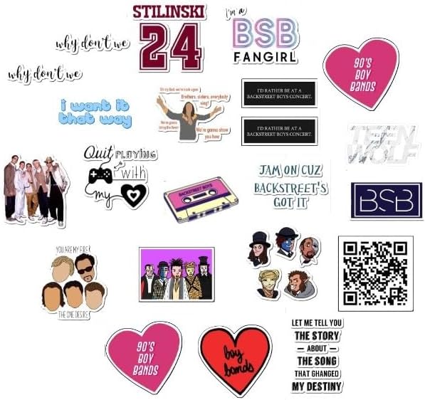 20 Pcs Value Pack Backstreet Decal Boys Sticker Waterproof Vinyl Aesthetic SUV Truck Colorful Laptop Bike Bumper Car Luggage Skateboard Water Bottle Guitar Windows Bumper Tumbler