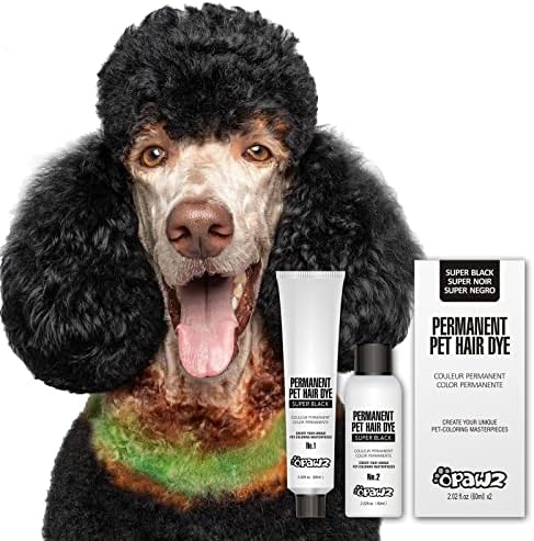 OPAWZ Permanent Dog Hair Dye, Pet Hair Dye Safely Used by Grooming Salons for a Decade, Pet Safe Dye Lasts Over 20 Washes, Bright Color for Dogs and Horses (Super Black)