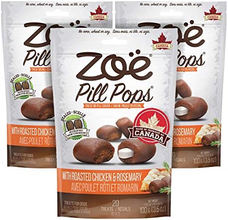 Zoe Zoë Pill Pops for Dogs, Roasted Chicken with Rosemary Recipe, 3 Pack - All Natural Healthy Dog Treats to Hide Medication