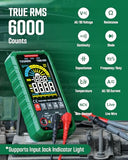 TESMEN TM-510 Digital Multimeter, 4000 Counts, Smart Measurement, Auto-Ranging Voltmeter; Voltage Tester with Non-Contact Voltage Function, Measures AC/DC Voltage, Resistance, Continuity – Green