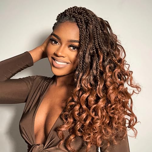 ToyoTress Boho Island Twist Crochet Hair - 14 Inch 8 Packs Ombre Brown Boho Havana Twist Crochet Braids, Synthetic Braiding Hair (14 Inch,8P-T30)