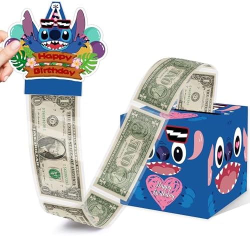 Stitch Birthday Party Gift, Stitch Money Gift Boxes for Cash Gifts, Stitch Happy Birthday Money Gift Box, Stitch Party Decorations, Stitch Money Box for Cash Stitch Theme Birthday Gifts for Boys Girls