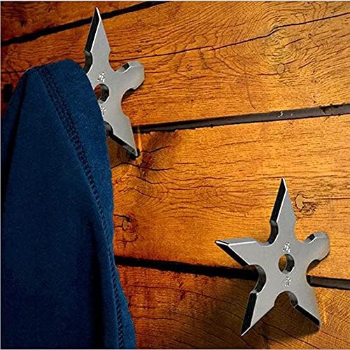 Ninja Coat Hooks 2 Pack, Darts Star Wall Mounted Hooks, Stainless Steel Clothes Hats Hanger Holder (Steel Ninja)