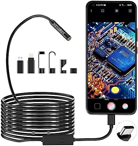 1920P Snake Inspection Borescope, Pancellent Type C Endoscope, Scope Camera with 8 LED Lights for Android and iOS Smartphone, iPhone, iPad, Samsung (16.5 FT/5M)