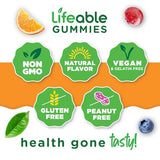 Lifeable Vitamin B Complex Gummies for Adults | with Vitamin C | Great Tasting Vitamin B Gummies | for Energy and Nerve System | Vegan B Complex Vitamins for Women, Men | 90 Gummies