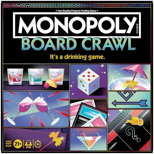 Monopoly Board Crawl Game | Official Monopoly Drinking Game for Adults Only | Ages 21+ | for 2-10 Players | 30 Mins. | Hilarious Adult Party Games