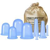 M-22 ONECUPPTOP Cupping Therapy Sets Silicone Anti Cellulite Cup Vacuum Suction Massage Cups Facial Cupping Sets Body and Face (Blue)