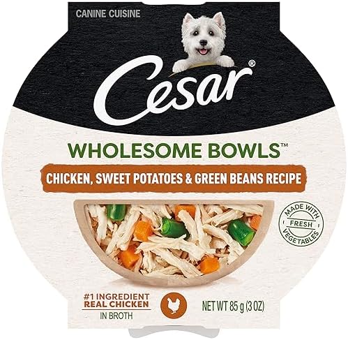 CESAR WHOLESOME BOWLS Adult Soft Wet Dog Food, Chicken, Sweet Potato & Green Beans Recipe, 3 oz., Pack of 10