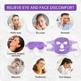 Cooling Ice Face Eye Mask for Reducing Puffiness, Bags Under Eyes,Sinus,Redness,Pain Relief,Dark Circles, Migraine,Hot/Cold Pack with Soft Plush Backing (Purple(1* Eye Mask+1*Face Mask))