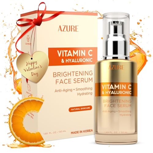 Azure Dermatologist Tested Vitamin C Face Serum - K Beauty Anti-Aging Serum with Hyaluronic Acid for Dark Spots - Korean Skincare, Retinol Enhanced Formula for Wrinkle Care - 1.69 fl oz
